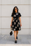 Midnight Bloom Floral Midi Dress