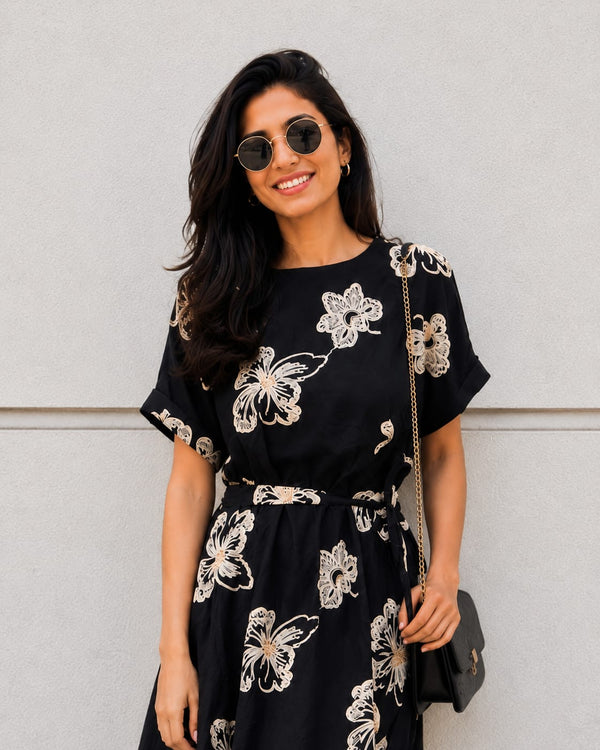 Midnight Bloom Floral Midi Dress