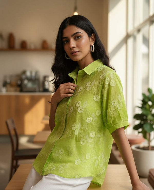 Lime floral Charm Shirt