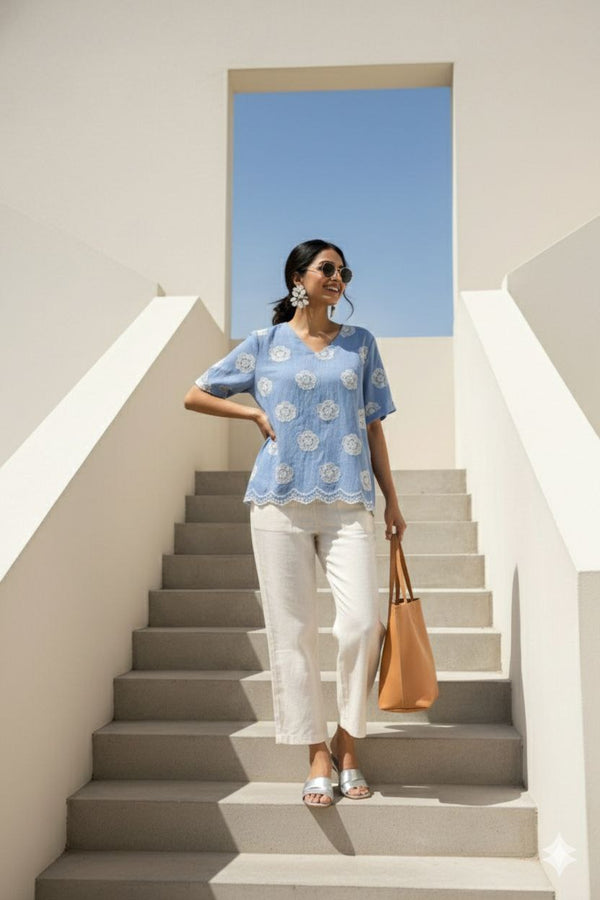 Blue floral Grace Top