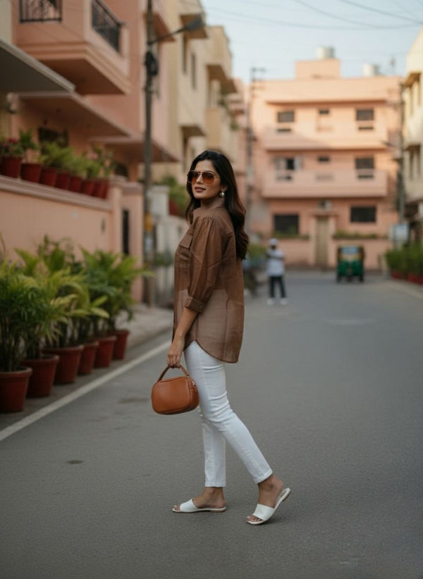 Coffee Roast: Oversized Pocket Detail Shirt
