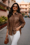 Coffee Roast: Oversized Pocket Detail Shirt