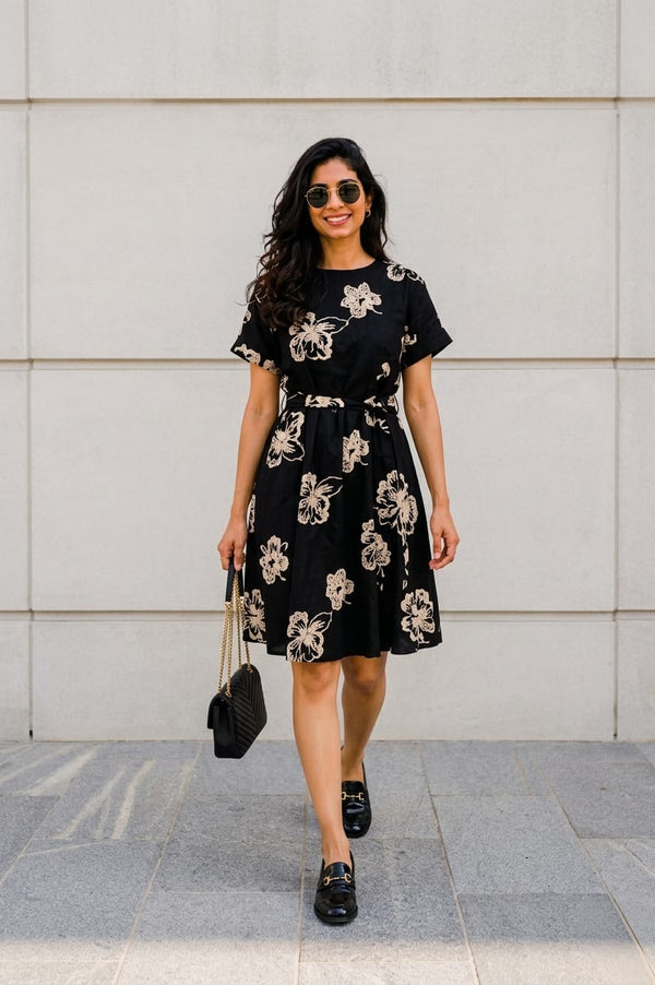 Midnight Bloom Floral Midi Dress