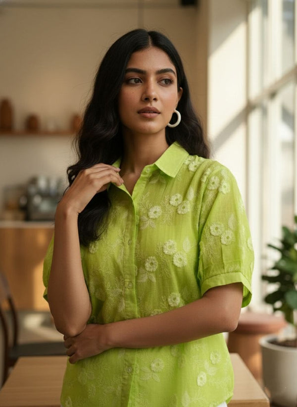 Lime floral Charm Shirt