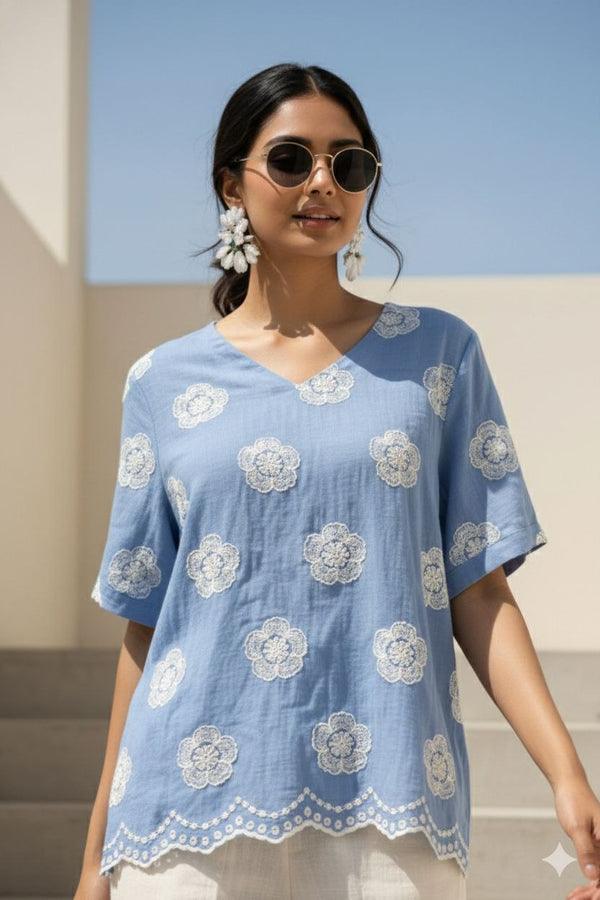 Blue floral Grace Top