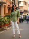The Emerald Escape: Relaxed Fit Green Shirt