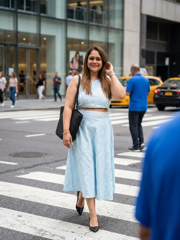 Sky Blue Embroidered Co-ord Set